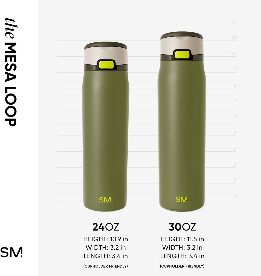 Simple Modern Mesa Loop Water Bottle with Covered Straw and Handle | 24oz Cup Holder Friendly Insulated Stainless Steel Bottles for Travel, Sports and School | Cricket