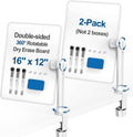 Double-Sided Desk Whiteboard with Dual 360° Swivel - 16" x 12" Clamp-On Desktop Whiteboard for Tables Under 2.3" Thick for Office, Home, School(2pc)
