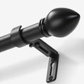 Curtain Rods for Windows 16 to 48 inches, Curtain Rod Max Adjustable Length to 60 in, Drapery Rod 1 inch Diameter with Modern Knobs Finials (Black, 16" to 48" - Set of 1)