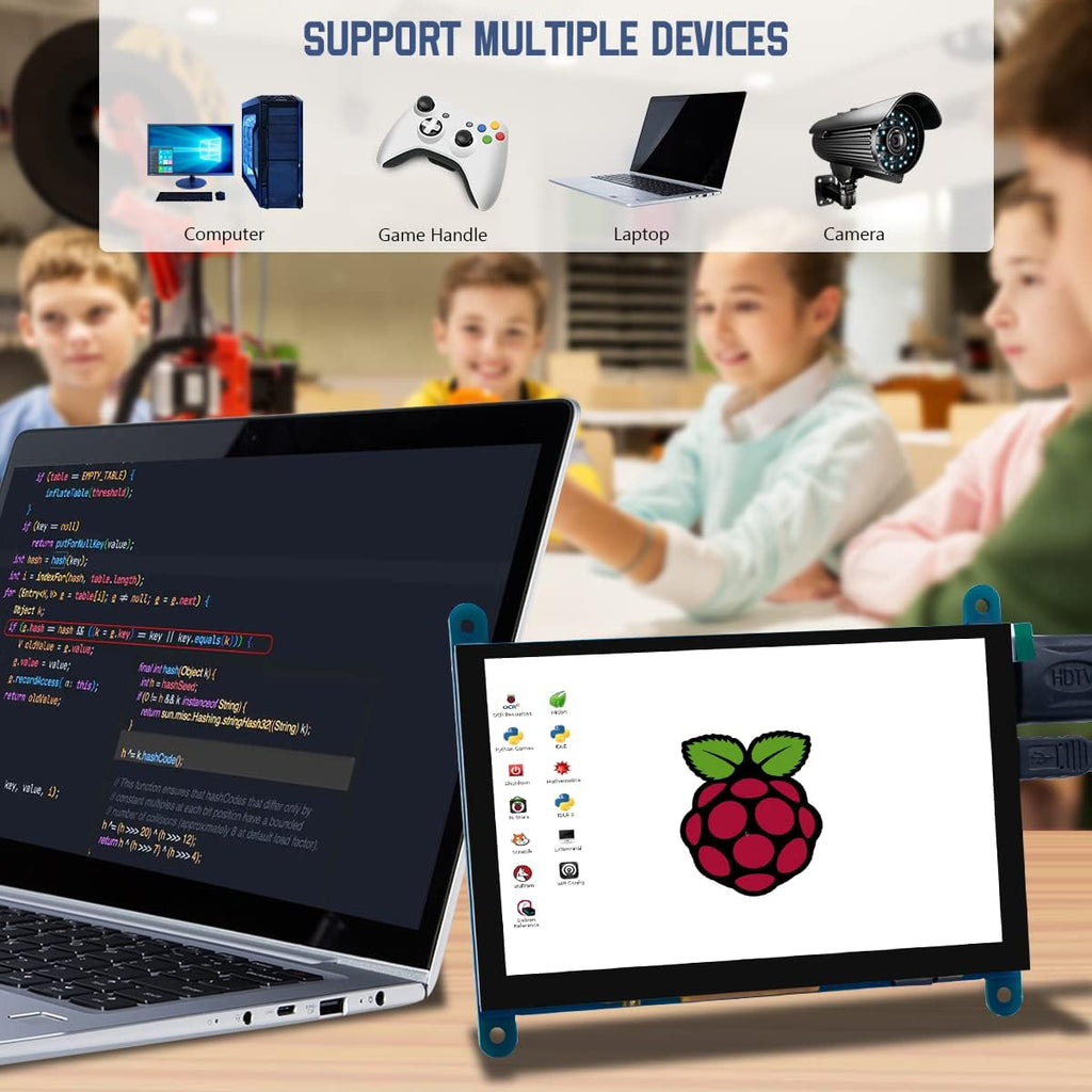 5 Inch IPS LCD Touch Screen Display Panel 800×480 Capacitive Screen HDMI Monitor for Raspberry Pi 5/4/3, BB Black, Windows 10 8 7