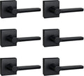 6 Pack Dummy Door Levers in Matte Black, Heavy Duty Interior Handle Lock for Closet Pantry, Non-Turning, Single Sided, Reversible for Left/Right Hand