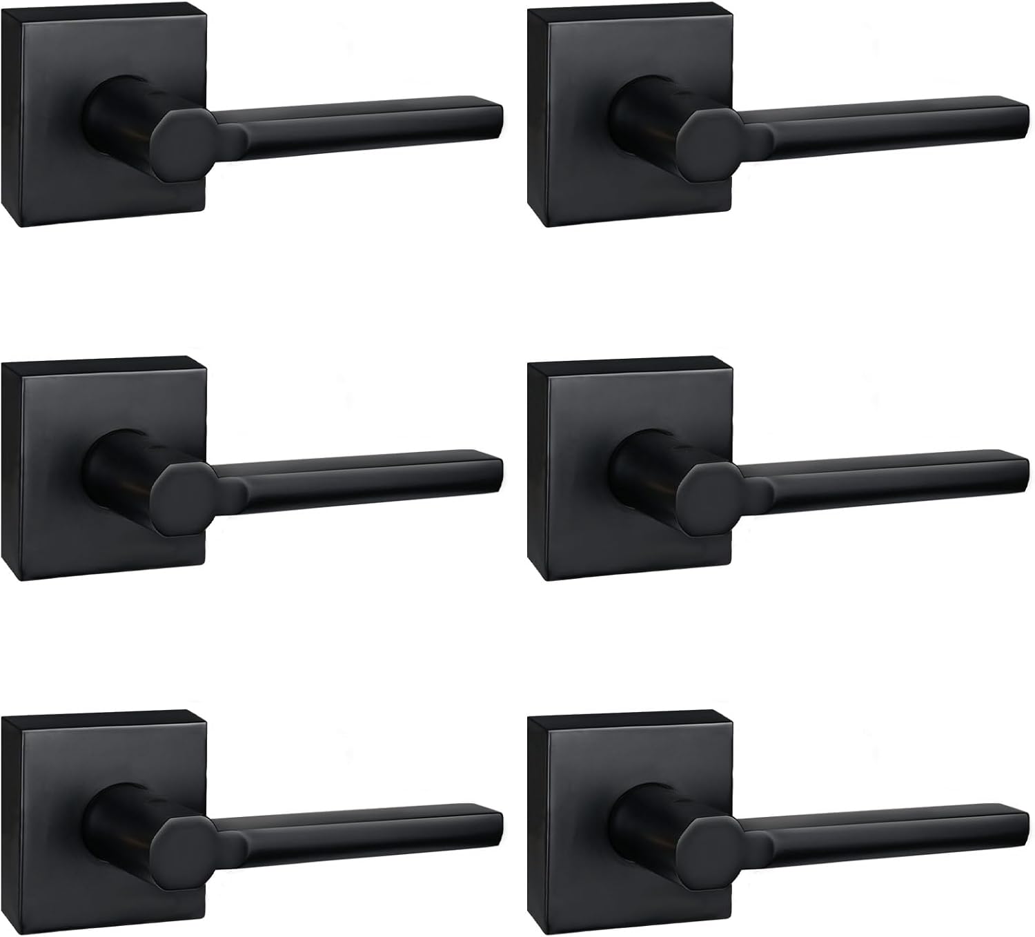 6 Pack Dummy Door Levers in Matte Black, Heavy Duty Interior Handle Lock for Closet Pantry, Non-Turning, Single Sided, Reversible for Left/Right Hand