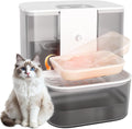 Cat Water Fountain with Heating, 4.5L Automatic Water Dispenser for Cats, Ceramic Bowl, No Filters, Wastewater Separation, Wireless Water Dispenser for Cats and Small Dogs