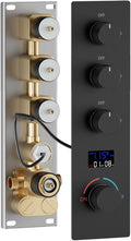Brass Temperature Shower Diverter Valve Matte Black 3 Way Outlets Concealed Digital Display Shower Mixer Valve Kit Bathroom Shower Diverter On Off Flow Control Replacement Valve