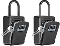 Wall Mounted, Portable Lock Box for House, 5 Key Capacity, Weatherproof Resettable Code House Key Safe Security Lock Box for Outside Realtors Garage Spare (2 Pack, Black)