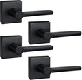 4 Pack Dummy Door Levers in Matte Black, Heavy Duty Interior Handle Lock for Closet Pantry, Non-Turning, Single Sided, Reversible for Left/Right Hand