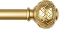 TONIAL Gold Curtain Rod 32 to 58 Inches, 7/8 Adjustable Curtain Rods for Windows 20 to 54 Inches, Splicing Drapery Rods Heavy duty with Netted Texture Finials