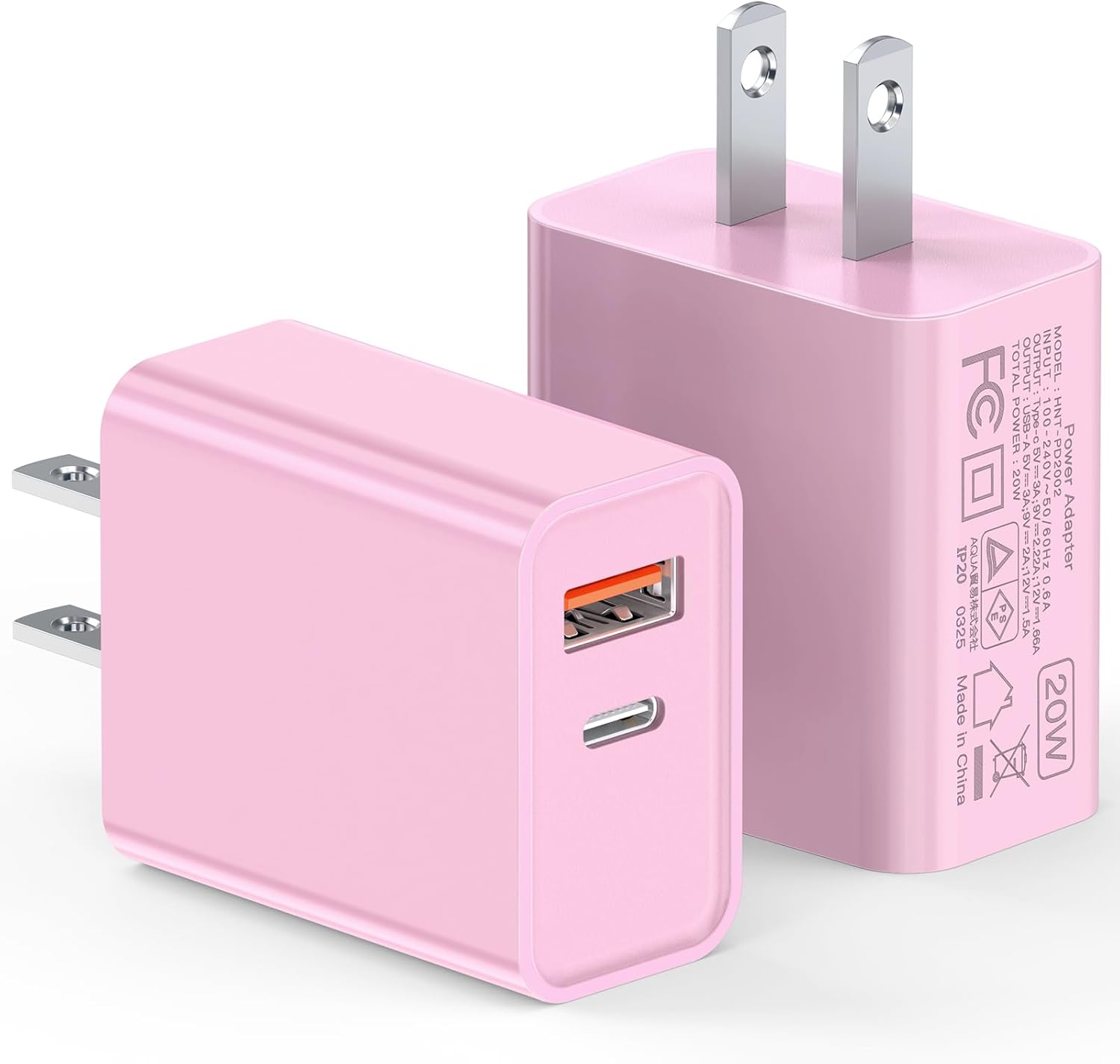 LCGENS USB C Wall Charger Block 20W, 2-Pack Dual Port PD Power Delivery Fast Type C Charging Block Plug Compatible with iPhone 13/14/15/16/17 Pro Max Plus, XS/XR/X,iPad,AirPorts,Galaxy S25/24