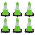 6 Pack 12 Inch Green Traffic Cones with Reflective Tape, Black Base Sport Training Cones for Soccer, Agility Drills, Driveway Safety and Marking (6, Green, 12 Inch)