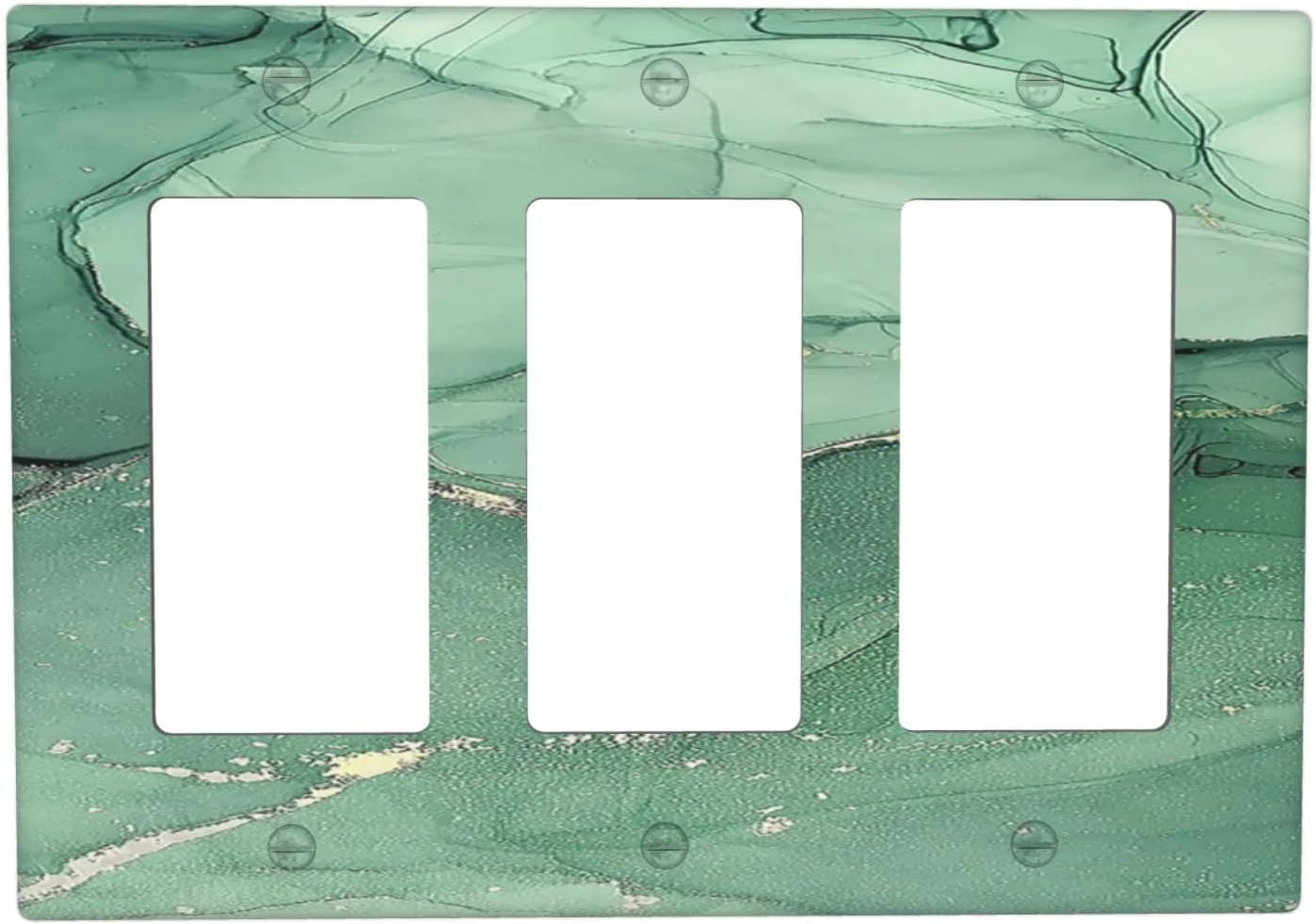 Light Switch Covers Simple Green Marble 3 Gang Rocker Electrical GFCI Decorative Triple Outlet Wall Plate Cover Switchplate for living Room Office Decor