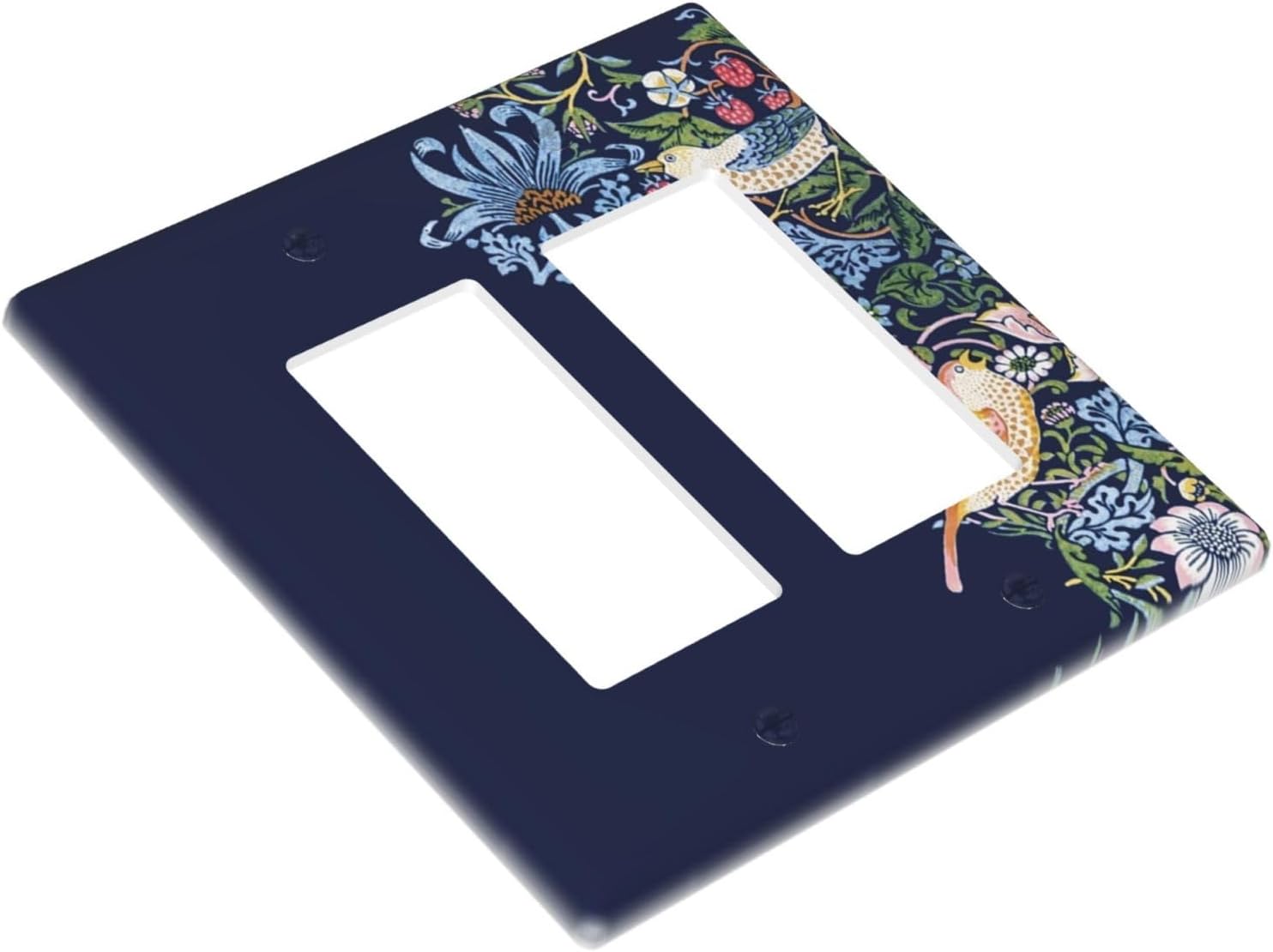 Decorative Outlet Covers Vintage Blue Morris Strawberry Thief Bird Flower 2 Gang Wall Plate Double Rocker Two Switch Wall Cover Plate Jumbo Dual GFCI Faceplate