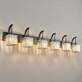 Crystal Vanity Lights 6-Light Black Bathroom Vanity Lights Modern Crystal Bathroom Light Fixtures Over Mirror 51.18" Long Vanity Light for Bathroom