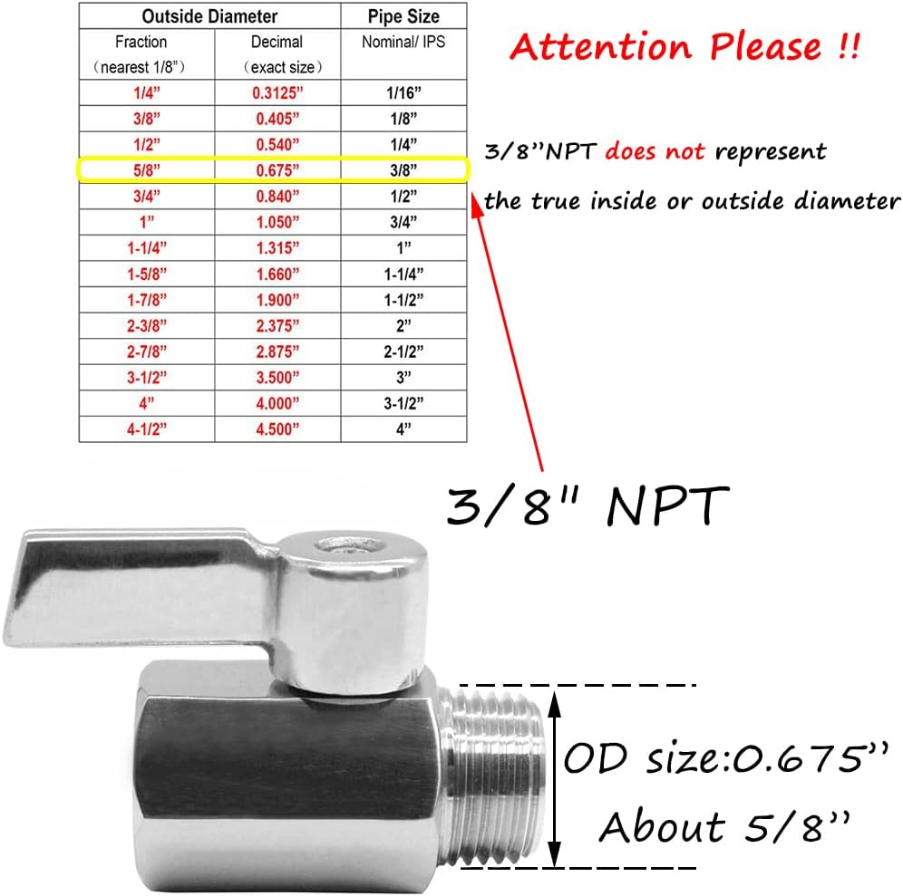 Beduan Mini Ball Valve Stainless Steel(316) 3/8" NPT Male x NPT Female Mini Ball Shutoff Valve