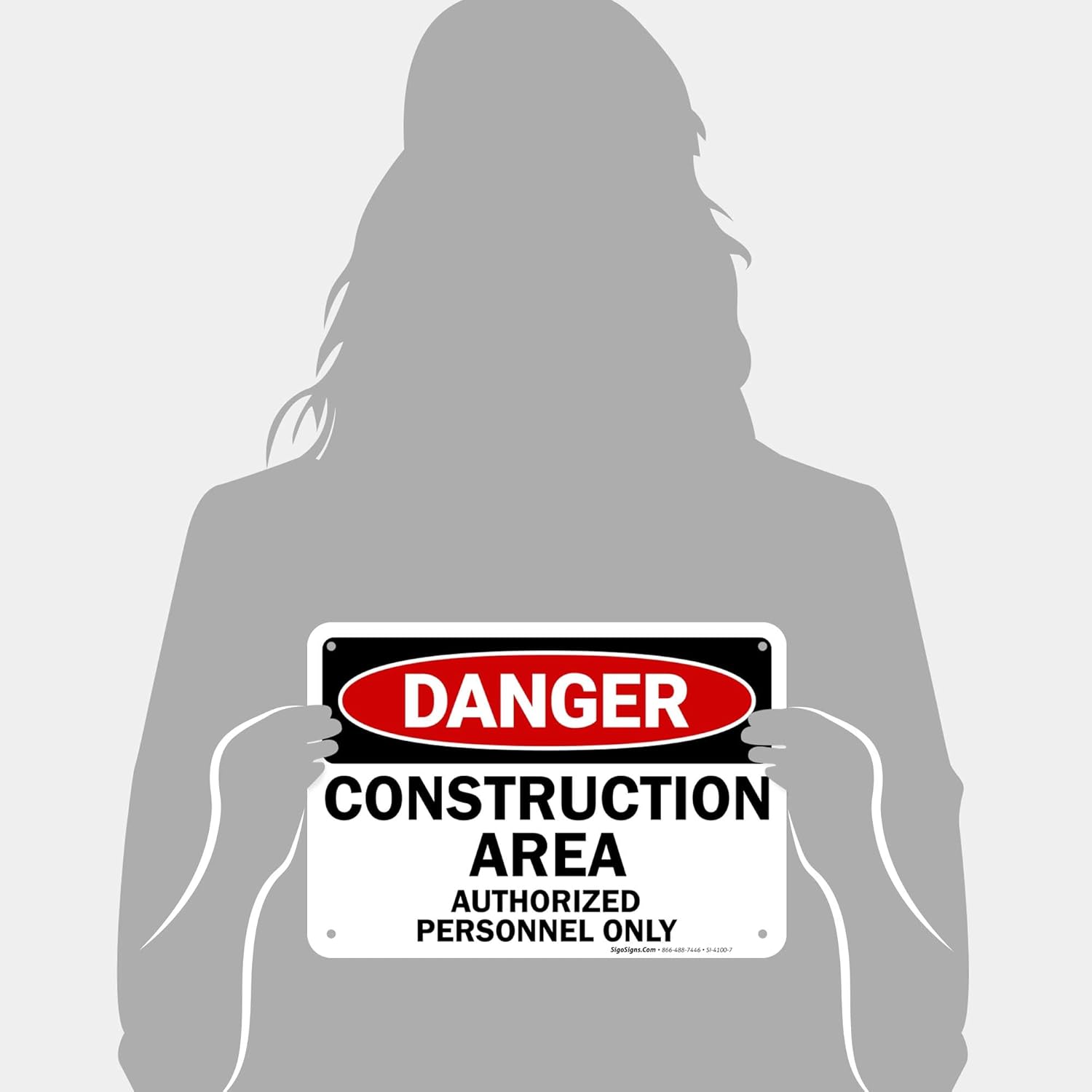 Danger Construction Area Sign, Authorized Personnel Only Sign, 10x7 Inches, Rust Free .040 Aluminum, Fade Resistant, Made in USA