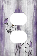 Decorative Outlet Covers Rustic White Purple Daisy Floral Flower 1 Gang Wall Plate Receptacle Duplex Light Switch Cover Plate Single Dual Plug Covers Electrical Switchplate Faceplate