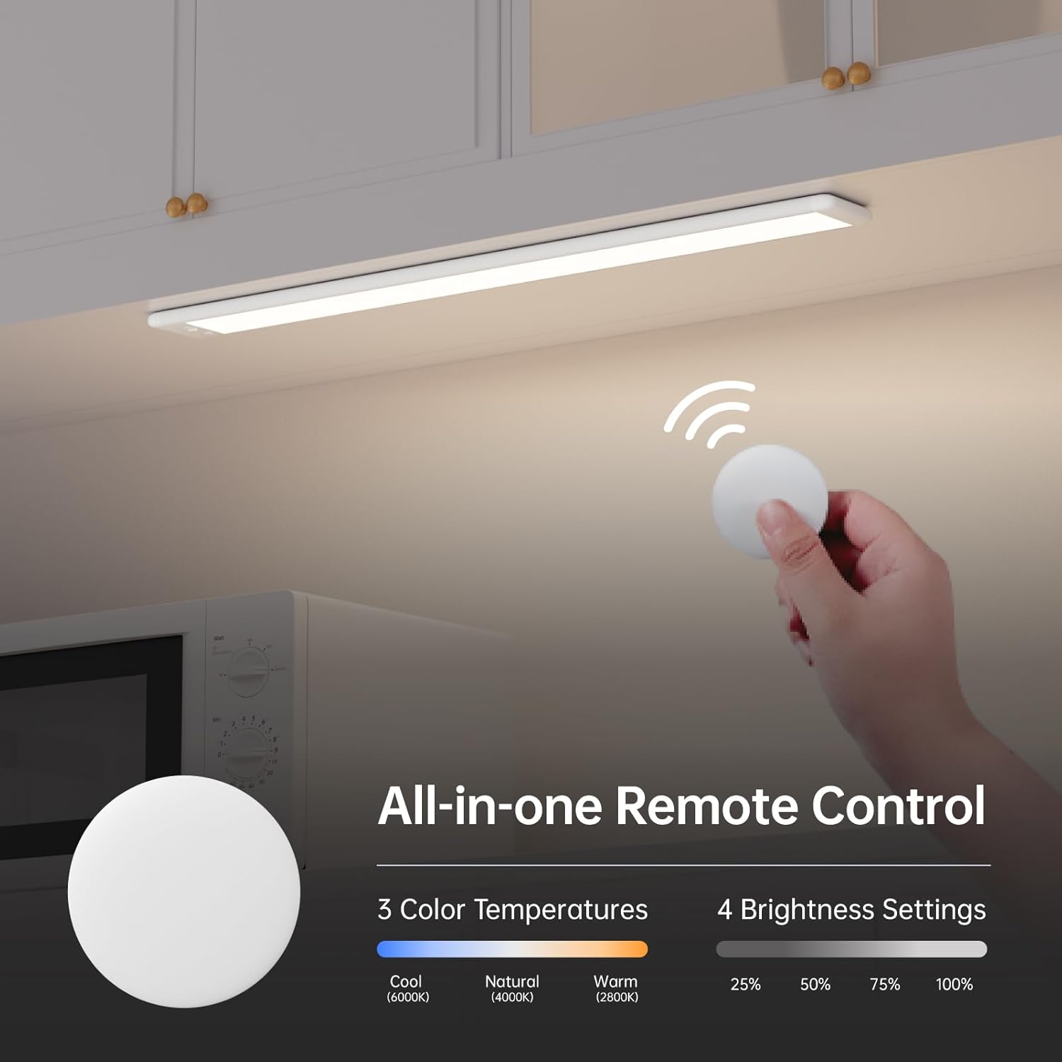 15 Inch Under Cabinet Lighting, Expandable LED Cabinet Light with Sensor Controls, Adjustable Color Temperature & Brightness, Wireless Magnetic Installation