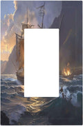 Decorative Outlet Covers Medieval Vintage Sailing Adventure Sailings Ocean Waves 1 Gang Single Rocker Light Switch Cover Plate GFCI Wall Plates Electrical Switch Plate Cover for Bedroom Cabin Decor