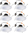 HALO 6 inch Recessed LED Can Light – Retrofit Ceiling & Shower Downlight – 3000K - Baffle White Trim (6 Pack)