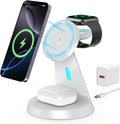 3 in 1 Charging Station Compatible with Magsafe Charger Wireless Charging Station for iPhone 17 16 15 14 13 12 Series Wireless Charger Stand for AirPods Wireless Charging Stand for iWatch Series