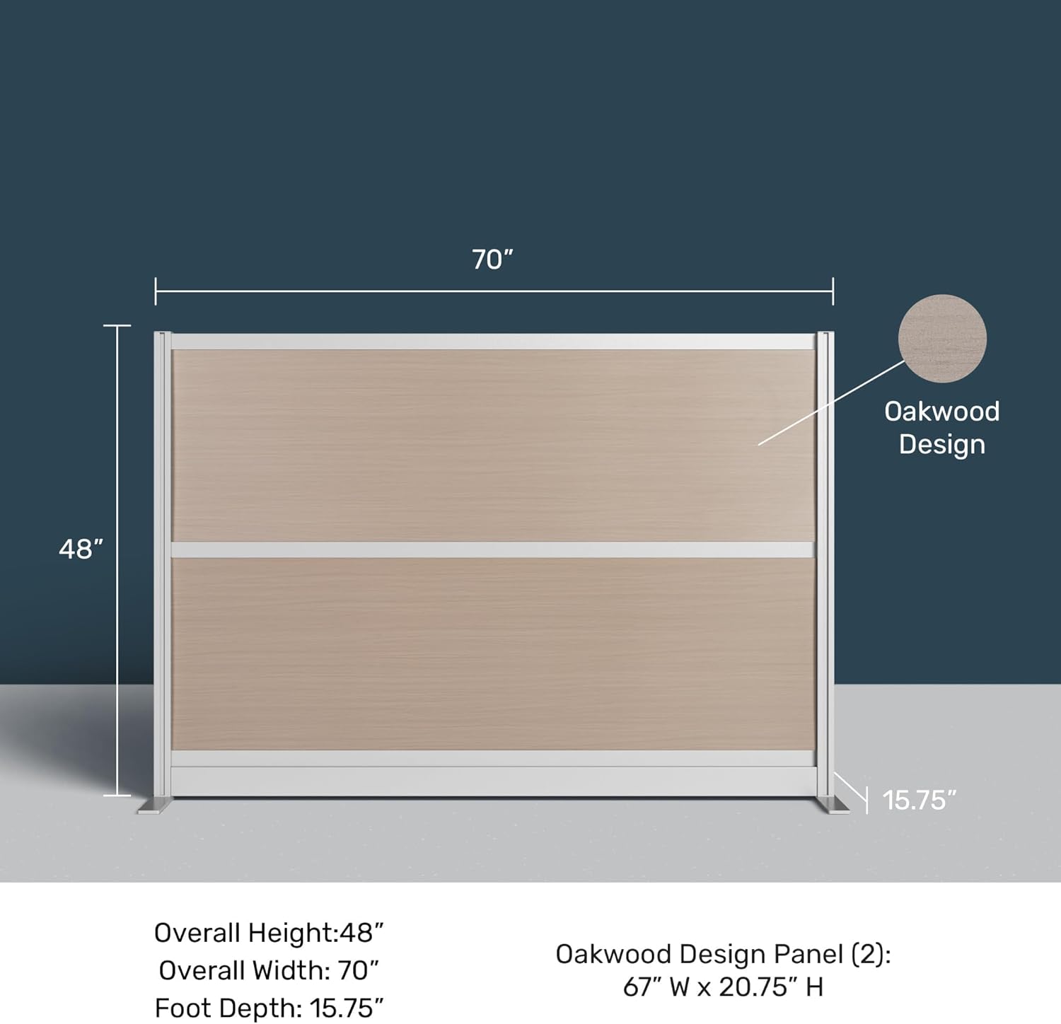 Stand Up Desk Store Oakwood Aesthetic Modular Walls | Room Divider Wall with Durable Woodgrain-Inspired Finish | Modular Office Partition Wall for Offices, Classrooms, and Coworking 70" W x 48" H