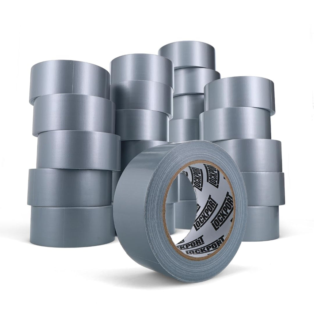 Lockport Bulk Silver Duct Tape - 24 Roll Multi Pack - 30 Yards x 2 Inch - Duct Tape Heavy Duty Waterproof - Bulk Pack for B2B, Home Use, DIY, Repairs and Packing Tape