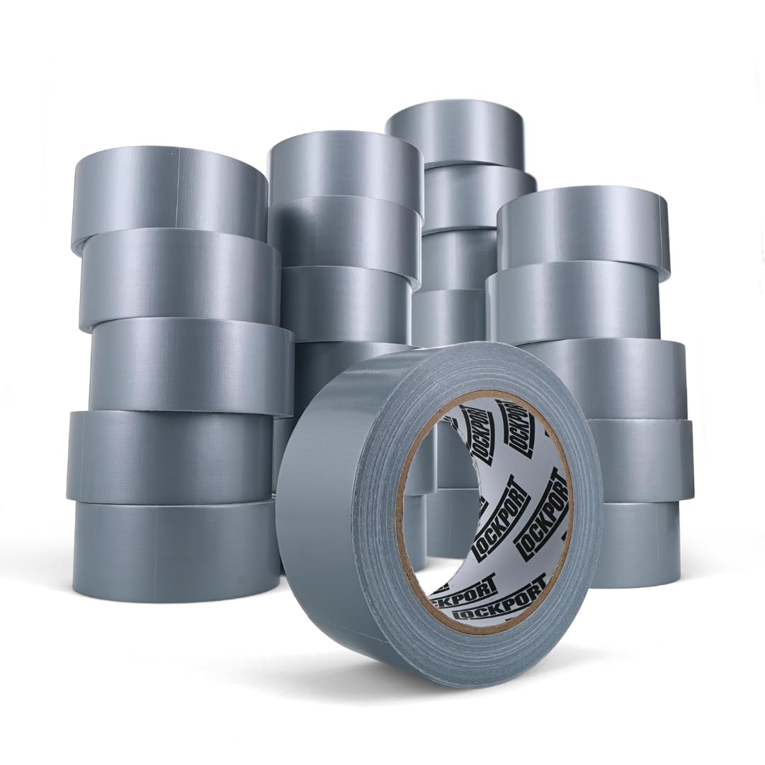 Lockport Bulk Silver Duct Tape - 24 Roll Multi Pack - 30 Yards x 2 Inch - Duct Tape Heavy Duty Waterproof - Bulk Pack for B2B, Home Use, DIY, Repairs and Packing Tape