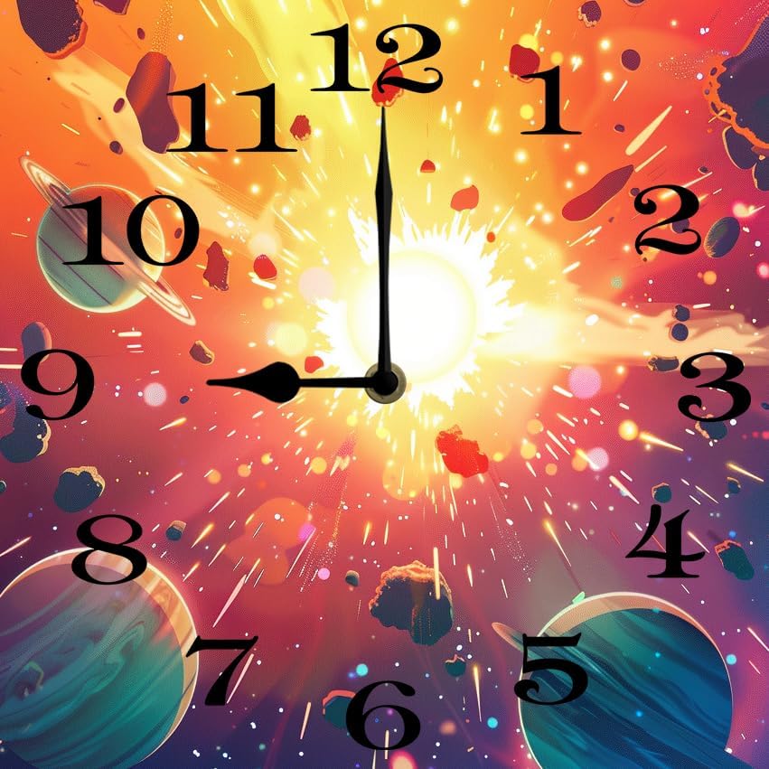 10 in Cosmic Connection -196 Wood Wall Clock – Digital Time Display, Smart Home Compatible for Bedside or Workspace
