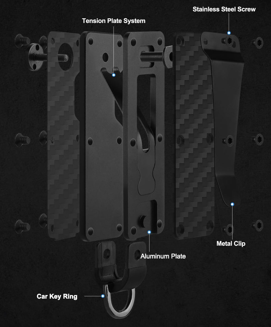 Mens Key Organizer - Compact Metallic Key Holder | Minimalist Innovative Keyholder | Smart Keychain Secures 1-5 Keys