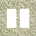 Decorative Outlet Covers Morris Green Willow Leaf Olive Leaves 2 Gang Wall Plate Double Rocker Two Switch Wall Cover Plate Light Switch Cover Plate Faceplate for Country Bedroom Decor
