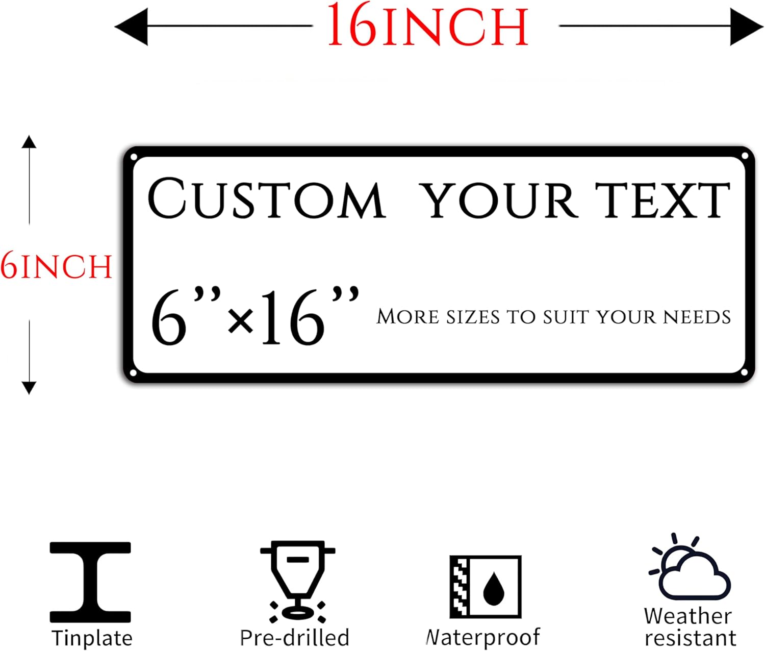 custom street sign,Custom Sign, Aluminum Weatherproof Metal Sign Multiple Sizes,indoor， Customize for Doorplates, nameplates, Business, Workplace, office, Home, Delivery Signs(6 * 16 Inch)