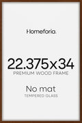 Homeforia 22.375x34 Puzzle Frame Brown, High End Dark Oak 22.375 x 34 Picture Frame Wood without Mat, 34x22.375 Wooden Walnut Thin Frames for Wall, 22.375by34 Frame, Tempered Glass, Wall Kit, Set of 1