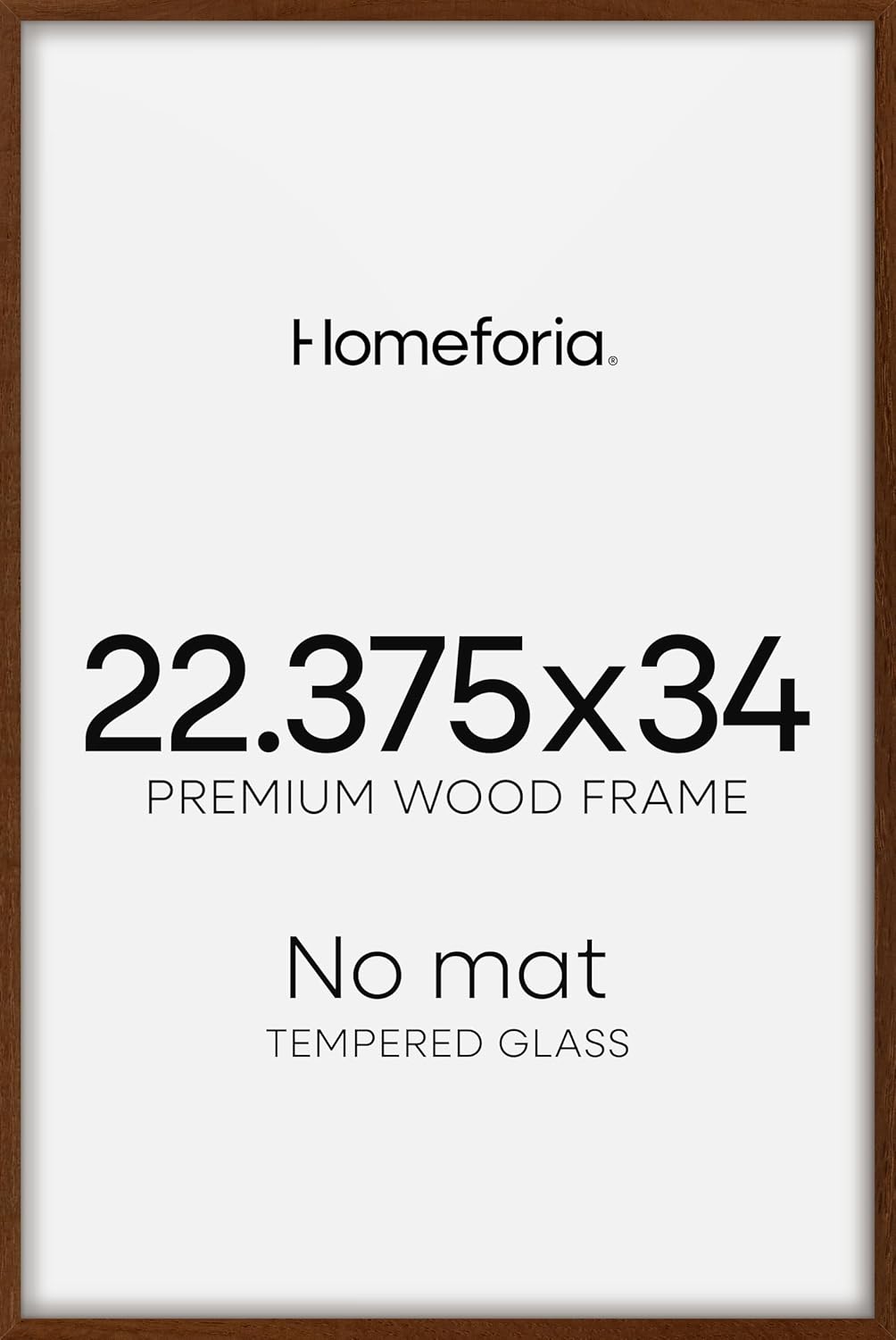 Homeforia 22.375x34 Puzzle Frame Brown, High End Dark Oak 22.375 x 34 Picture Frame Wood without Mat, 34x22.375 Wooden Walnut Thin Frames for Wall, 22.375by34 Frame, Tempered Glass, Wall Kit, Set of 1