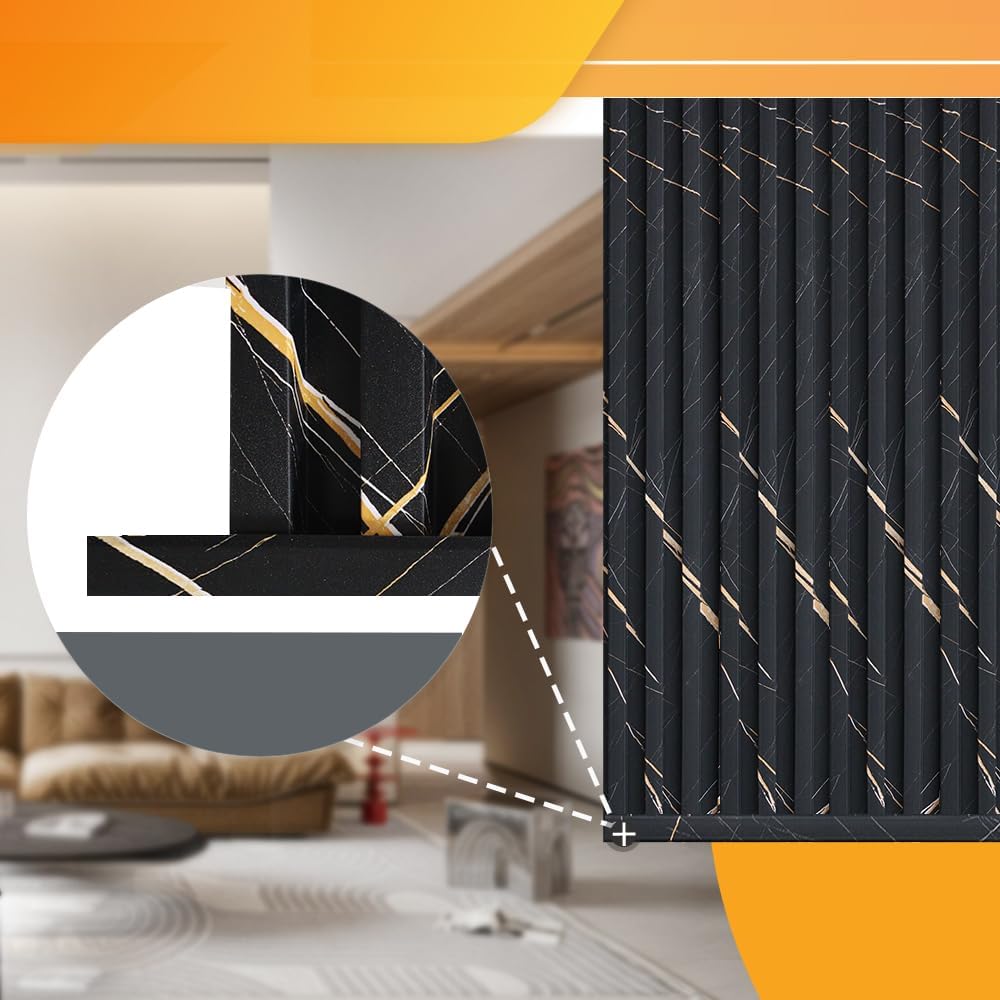 OUZUGIE 8-Pack 57 Inches, WPC Slat Wall Panel Trim,Corner Guard for High Grille (Black Marble)