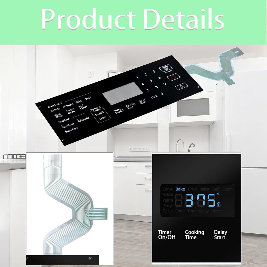 DG34-00043A Range Touch Control Panel, Replacement Touchpad Overlay for Stoves, Compatible with Models PD00051348, AP6244845, PS12086110, EAP12086110, NE59M4320SB/AA-00