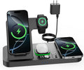 Dual Phone Wireless Charging Station for Apple Devices, Magnetic Charging Station for iPhone with Auto Switch 7-Color Light&Clock, Family Watch Charger for iPhone17 for iWatch11 for AirPods Pro3(Black