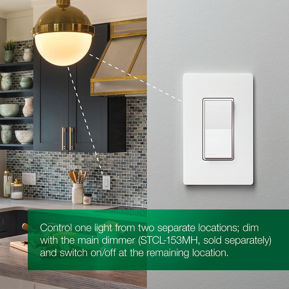 Lutron Sunnata On/Off Accessory Switch with Wallplate, only for use with Sunnata LED+ Dimmers, ST-ASW-WH, White