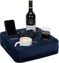 Couch Cup Holder Pillow - Sofa Cup Holder | Couch Caddy, Couch Drinks Remotes Holder for Cups, Headphones, Snacks, and Phones | Use it on Car, Pack, Beach, RV, and More (Navy)