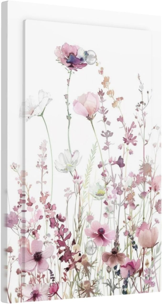 Floral Pink Watercolor Wildflowers Plant Flower Light Switch Cover Plate 1 Gang No Device Blank Electrical Wall Plates Faceplate Decorative Switch Plate Covers for Bedroom Living Room Decor