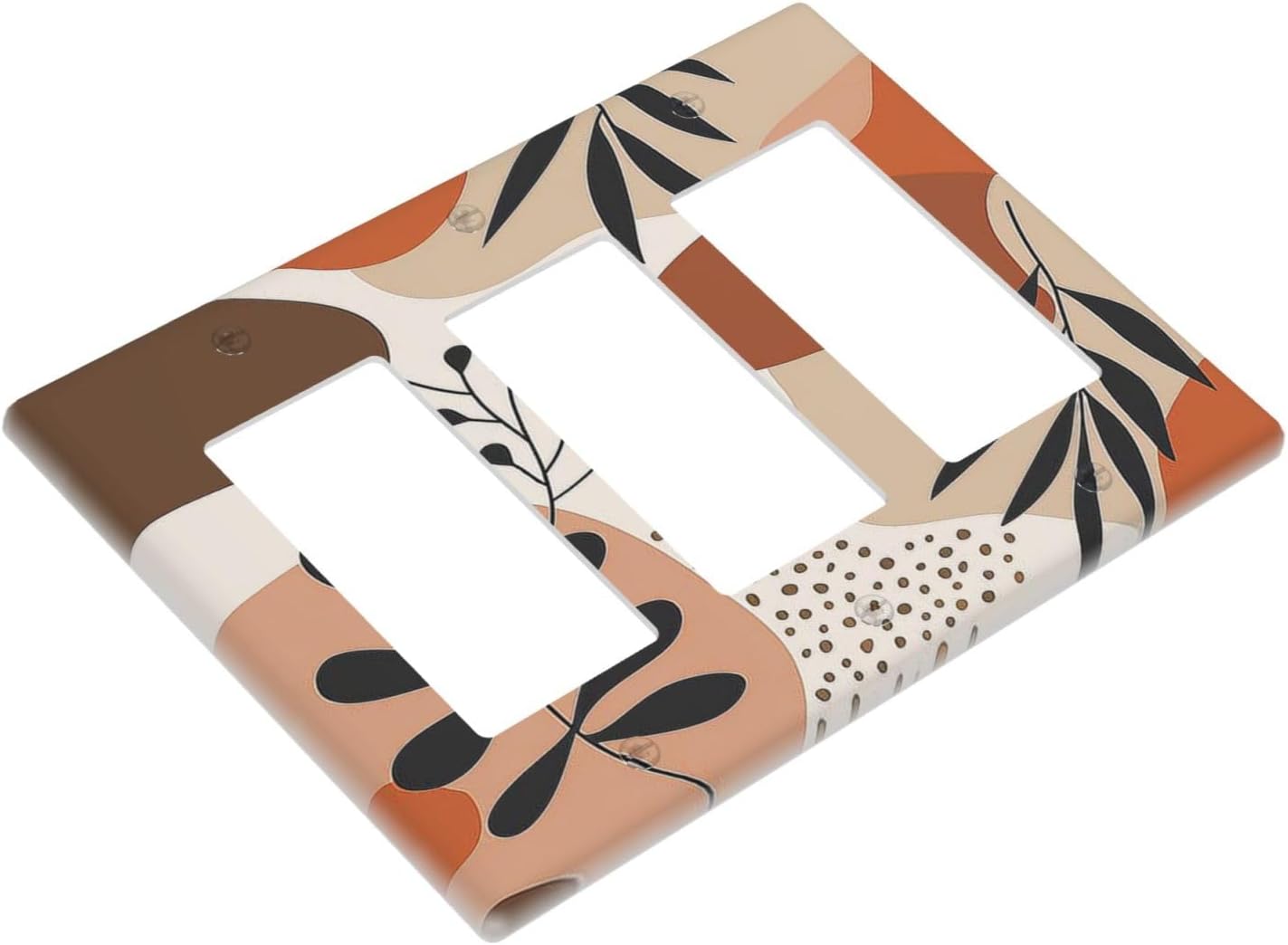 Light Switch Covers Boho Botanical Orange Green Beige Minimalist 3 Gang Rocker Electrical GFCI Decorative Triple Outlet Wall Plate Cover Switchplate for Bedroom living Room Decor