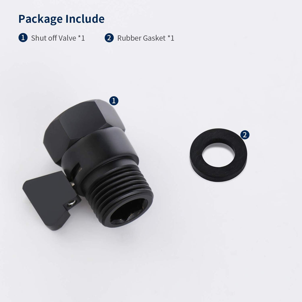 Tenfe Water Flow Control Valve, Brass Shut Off Valve Adjust Water Volume Regulator for Hand Held Shower Head & Bidet Sprayer, Matte Black Water Saver G1/2 Standard Connection