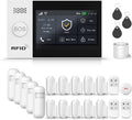 Alarm System for Home Security,24Pcs WiFi+GSM/4G Door/WindowAlarmSystem Kit,with Touch Screen & App Alerts&Auto Alarm Dial Compatible with Alexa,for Apartment,Kids Safety NO Monthly Fees