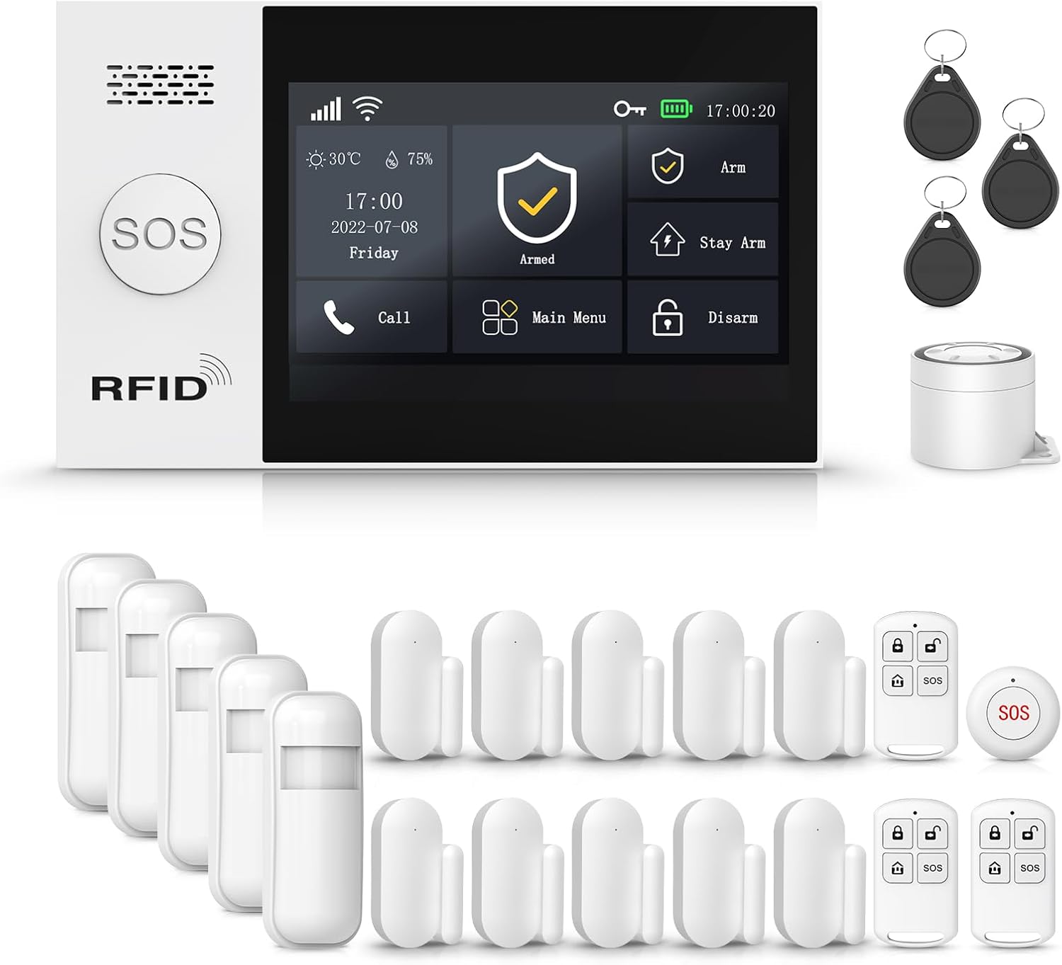 Alarm System for Home Security,24Pcs WiFi+GSM/4G Door/WindowAlarmSystem Kit,with Touch Screen & App Alerts&Auto Alarm Dial Compatible with Alexa,for Apartment,Kids Safety NO Monthly Fees