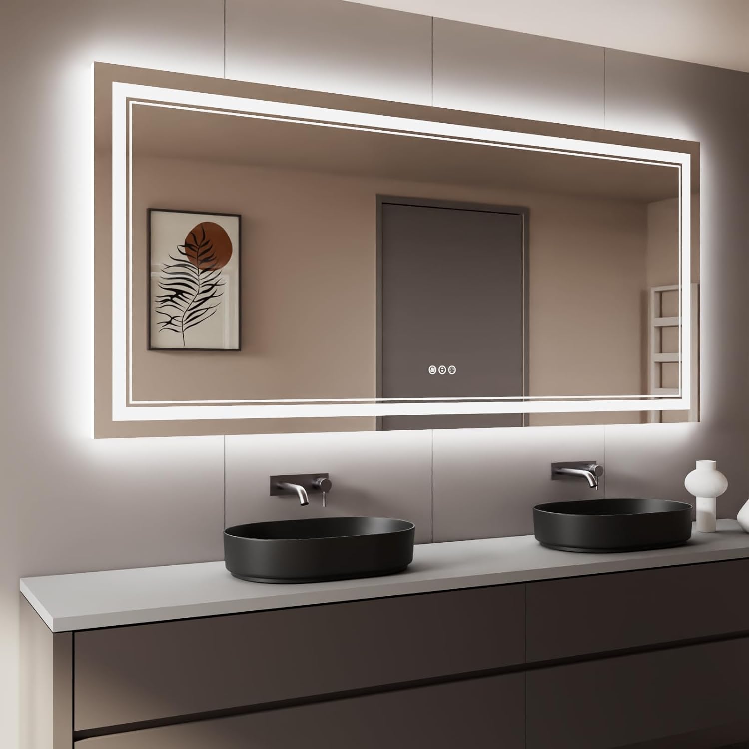 84x40 Inch LED Bathroom Mirror with Lights, Backlit and Front Lighted Bathroom Mirrors for Wall, Anti-Fog Dimmable Memory Shatterproof LED Vanity Mirror for Bathroom