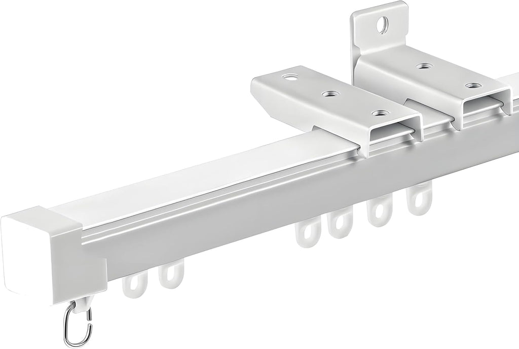 Retractable Curtain Track System, 3.6-5.9ft/43.3-70.9in Ceiling & Wall Mounting Aluminum Heavy Duty Track for Curtains with Silent Rollers, Adjustable Rod Rail for Room Divider/Shower/Living Room