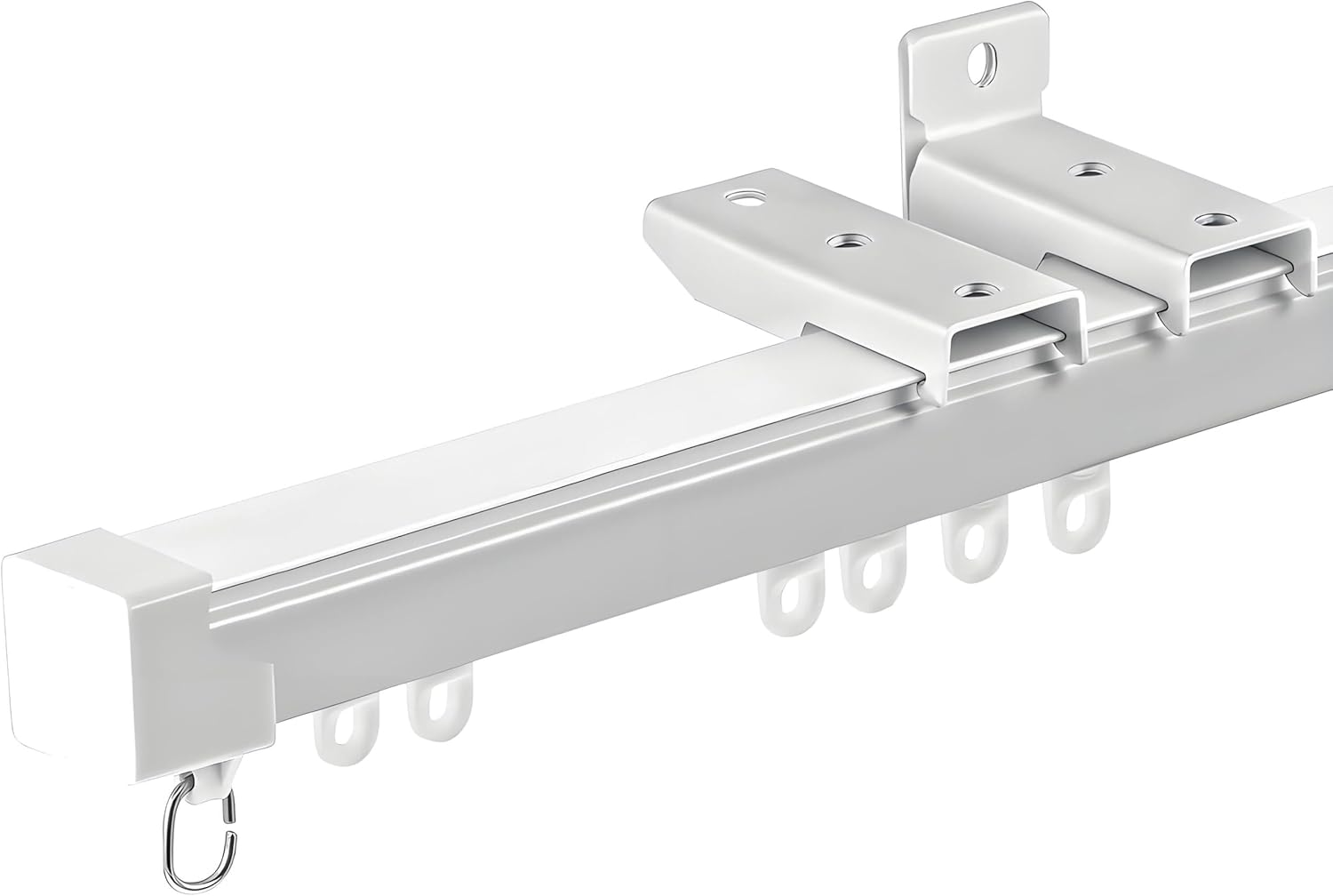 Retractable Curtain Track System, 5.2-6.9ft/63-82.7in Ceiling & Wall Mounting Aluminum Heavy Duty Track for Curtains with Silent Rollers, Adjustable Rod Rail for Room Divider/Shower/Living Room