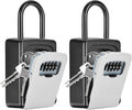 Portable Key Lock Box, Upgrade Clearly Visible Numbers, Lock Box Wall Mounted for House Key, 5 Key Capacity, Weatherproof Resettable Code (2 Pack, Gray)