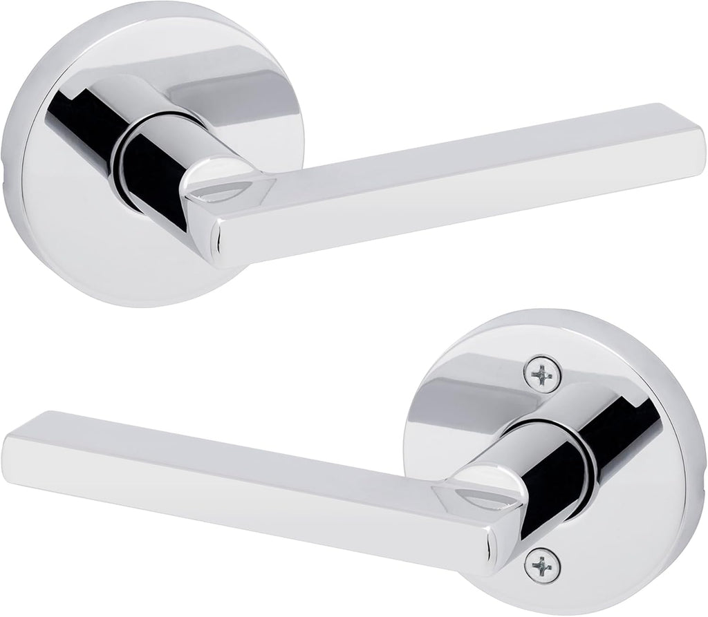 Kwikset Halifax Interior Passage Door Knob, Round Handle for Closet and Hallway Doors, Non-Locking Doorknob in Polished Chrome, with Microban Protection