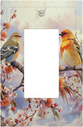 Birds Sitting on Flowers Tree Branch Single Decora Outlet Wall Plate 1 Gang Rocker Decorative Switch plate Faceplate GFCI Light Switch Covers for Farmhouse Living Decor