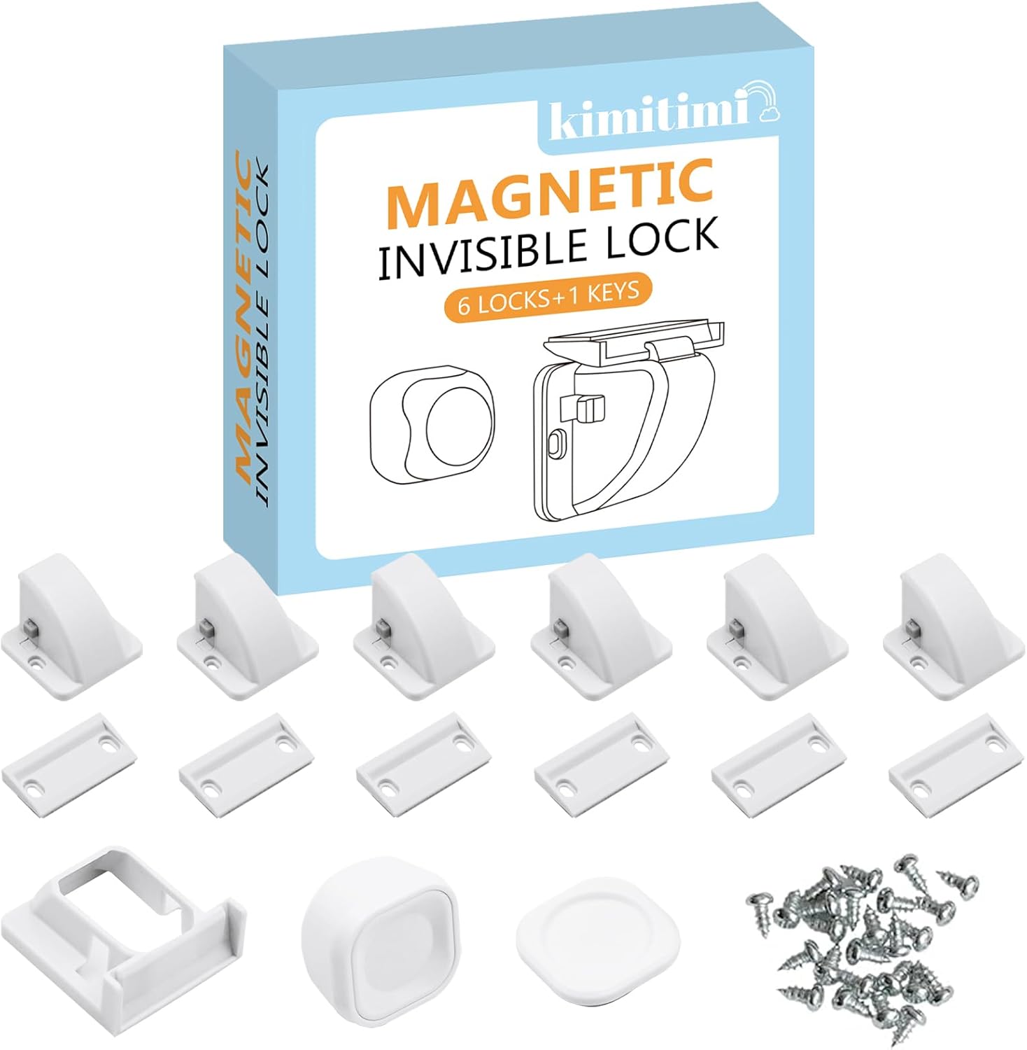 6 Pack Magnetic Cabinet Locks Baby Proofing - Child Safety Cabinet Latch Locks with Adhesive, No Drill or Tools Installation, for Cabinets Drawers Doors