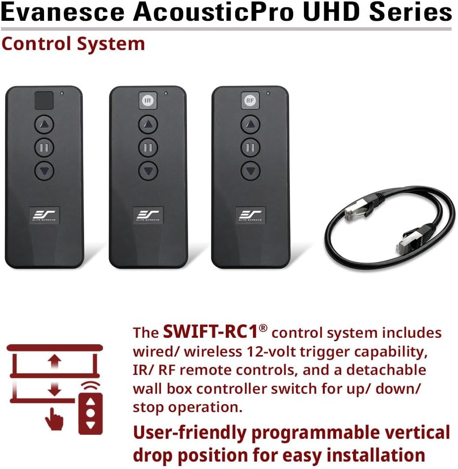 Elite Screens Evanesce 126" in-Ceiling Motorized Projector Screen 16:9, Acoustic Pro UHD, 8K HD Perforated Weave, Acoustically Transparent, Recessed Drop-Down for Standard Throw, IHOME126H3-E12-AUHD